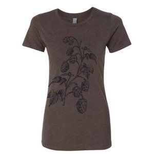 Womens HOPS vine beer lover brew brewery fitted t-shirt eco printed tee ladies